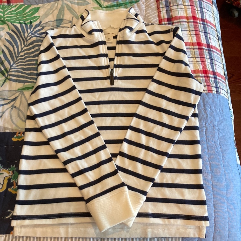 Boys Crewcuts quarter-zip sweater blue stripe size 10 small/medium